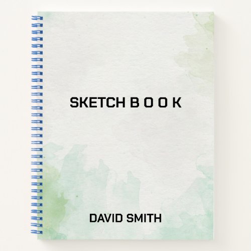 modern sketchbook with name notebook