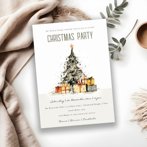 Modern Sketchy Christmas Tree Holiday Party Invite