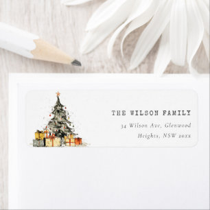 Modern Sketchy Holiday Christmas Tree Address Label