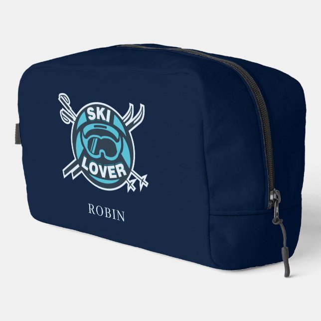 Modern Ski Lover Personalized Winter Slopes Dopp Kit (Right Corner)