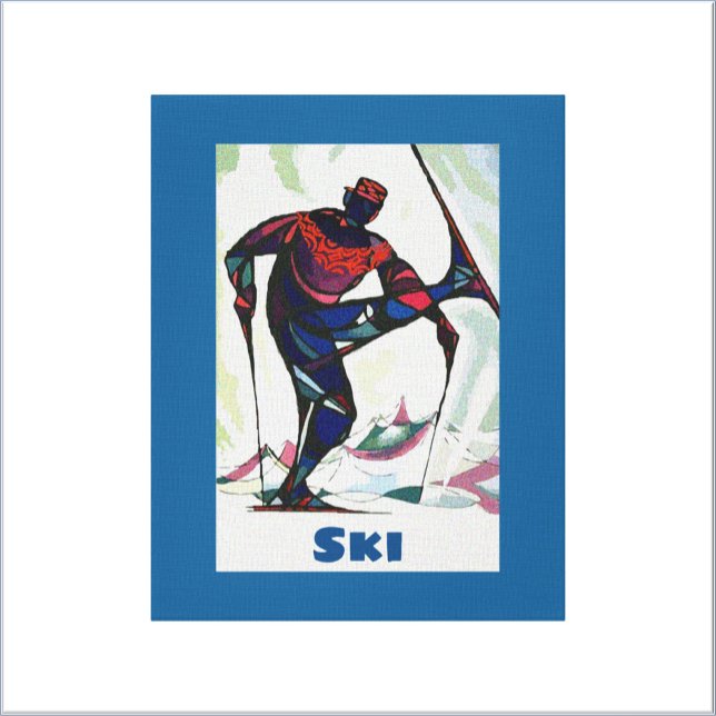Modern Skier in Colorful Sweater Canvas Print (Creator Uploaded)