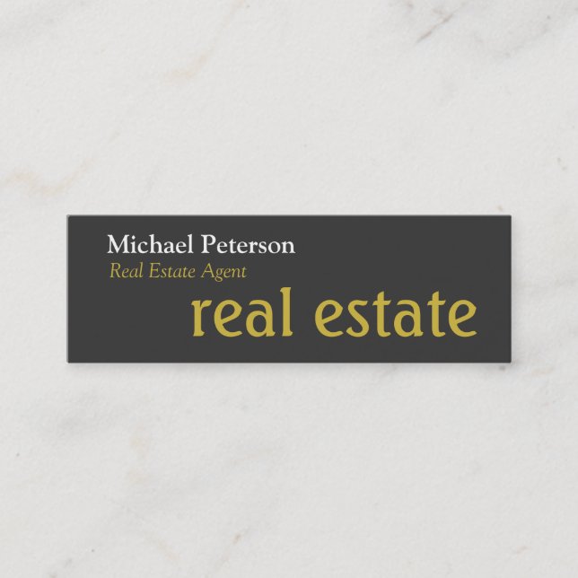 Modern Skinny Grey Gold Color Agent Business Card (Front)