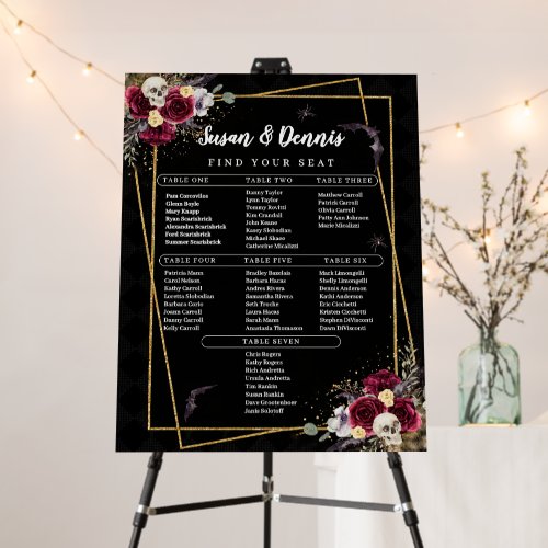 Modern Skull 7 Table Gothic Wedding Seating Chart Foam Board