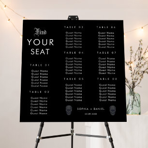 Modern Skull 8 Table Gothic Wedding Seating Chart Foam Board