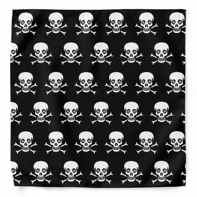 Modern skull and bones on black bandana (Front)