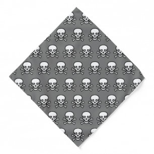 Modern skull and bones on grey bandana