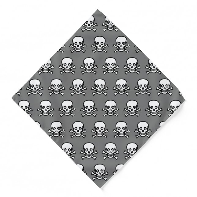 Modern skull and bones on grey bandana (Front)