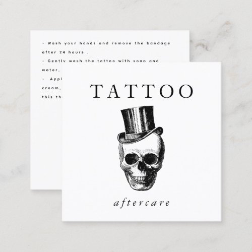 Modern Skull Tattoo Aftercare Instructions QR Code Square Business Card