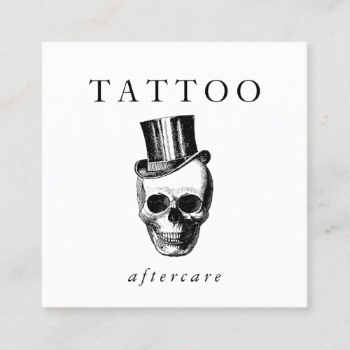 Modern Skull Tattoo Aftercare Instructions QR Code Square Business Card