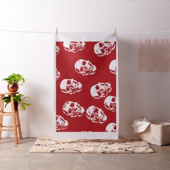 Modern Skulls Red Fabric by MehrFarbeImLeben at Zazzle