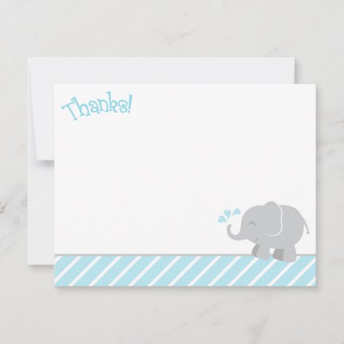 Modern Sky Blue and Gray Elephant Boy Baby Shower Thank You Card