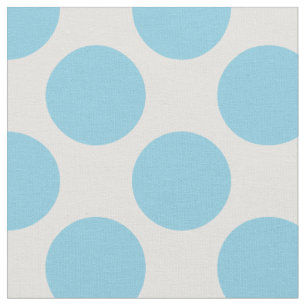 Modern Sky Blue and White Large Polka Dots Fabric