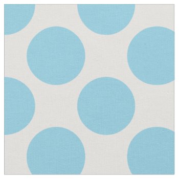 Modern Sky Blue And White Large Polka Dots Fabric by cardeddesigns at Zazzle