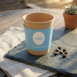 Modern Sky Blue Branding Logo  Coffee Cup Sleeve