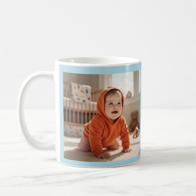 Modern Sky Blue Customizable Mug (Left)