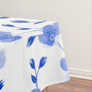 Modern Sky Blue Daisy Floral Tablecloth