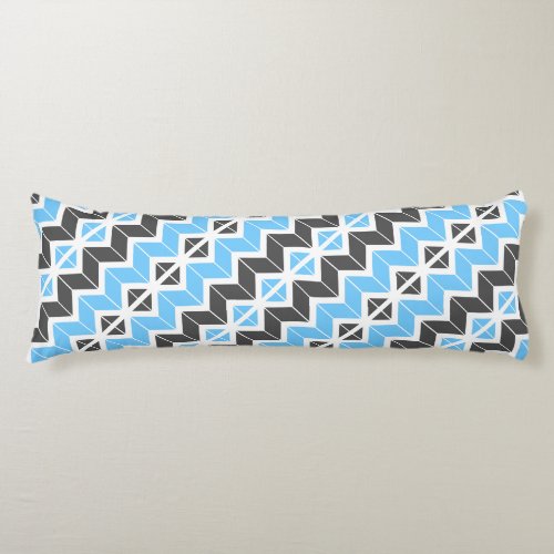 Modern Sky Blue Dark Gray Geometric Herringbone Body Pillow