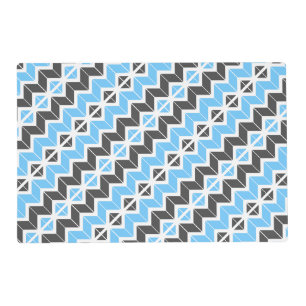 Modern Sky Blue Dark Gray Geometric Herringbone Placemat