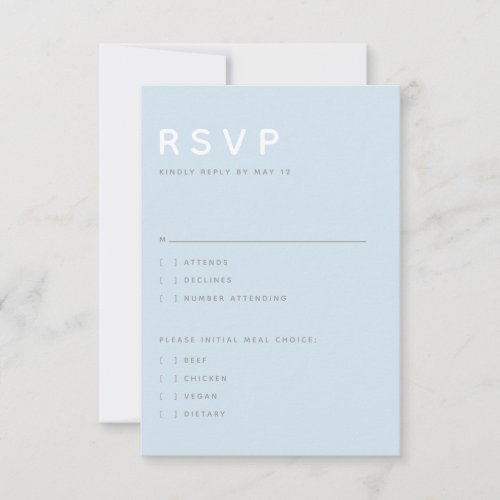 Modern Sky Blue Editorial All Caps RSVP Card