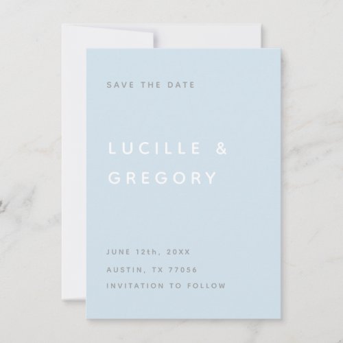 Modern Sky Blue Editorial All Caps Save the Date