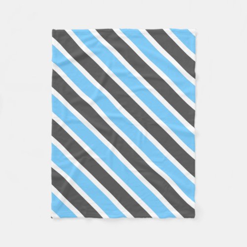 Modern Sky Blue Gray Diagonal Stripes Fleece Blanket