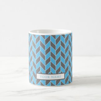 Modern Sky Blue Grey Herringbone Chevron Pattern
