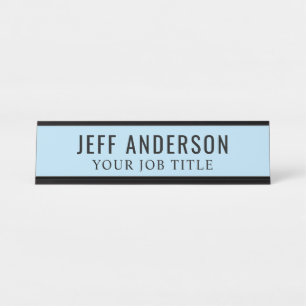 Modern Sky Blue Office Employee Desk Name Plate