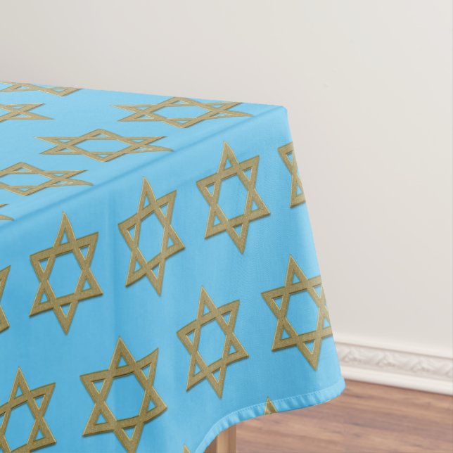 Modern Sky Blue | Passover | STAR OF DAVID Tablecloth (In Situ)