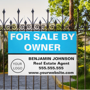 Modern Sky Blue Real Estate Realtor For Sale Banner