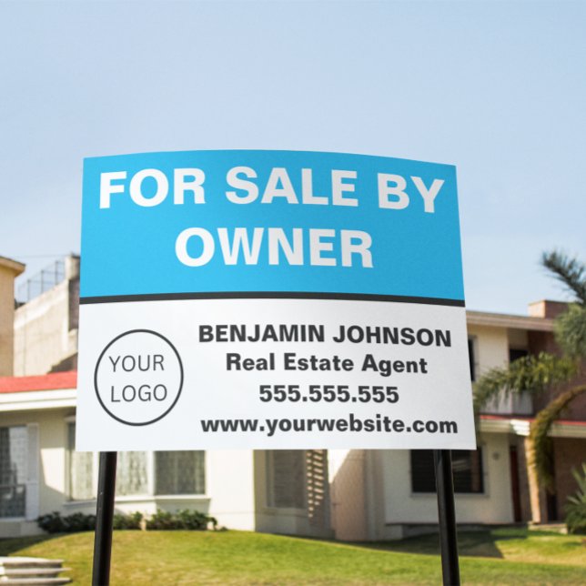 Modern Sky Blue Real Estate Realtor For Sale Sign (for sale by owner custom realtor yard sign)
