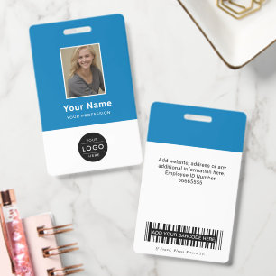 Modern Sky Blue White Corporate Photo Logo Badge