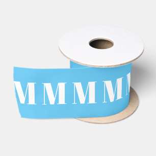 Modern sky blue white custom monogram number satin ribbon
