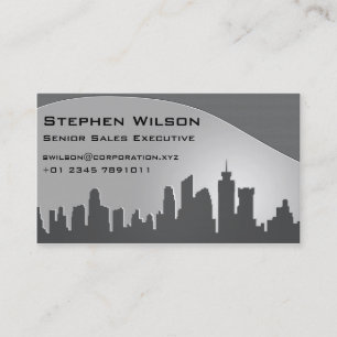 Modern Skyline Grey Business Card