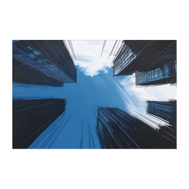 Modern Skyscraper Architecture Low-Angle Wall Art (Front)