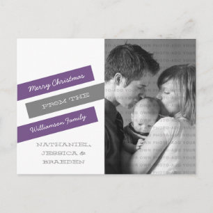 Modern Slant Photo Postcard (Purple/Gray)