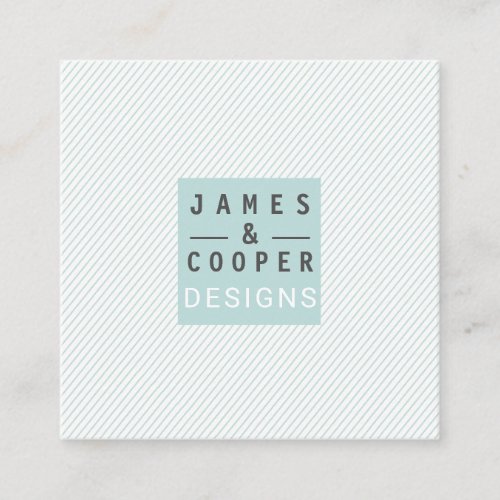Modern Slanted Stripe TealWhite Elegant Designs Square Business Card