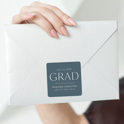 Modern Slate Blue Graduation Square Sticker