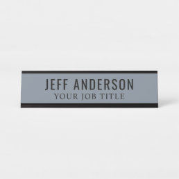 Modern Slate Blue Gray Office Employee Desk Name Plate