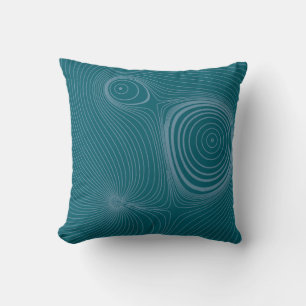 Modern Slate Blue Psychedelic Topographic Line Art Throw Pillow