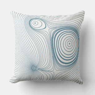 Modern Slate Blue Psychedelic Topographic Line Art Throw Pillow