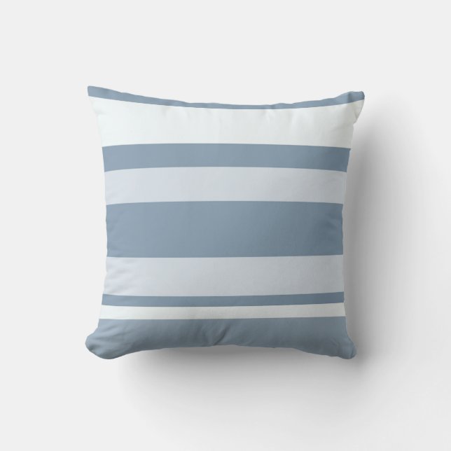Modern Slate Blue & Steel Gray Vertical Stripes Throw Pillow (Front)