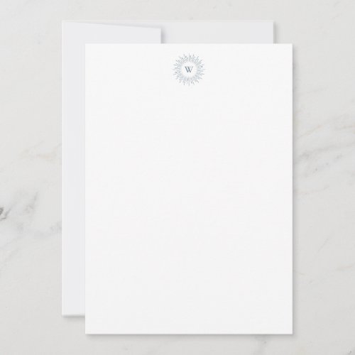 Modern Slate Blue Sunburst Monogram Note Card