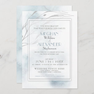 Modern Slate Blue Watercolor Splash Invitation
