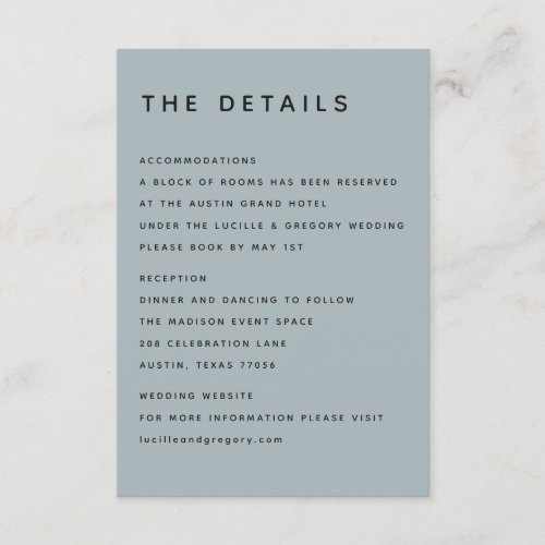Modern Slate Editorial All Caps Enclosure Card