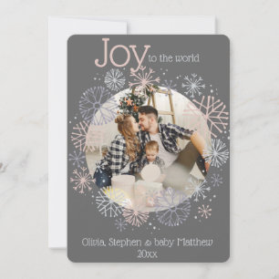 Modern Slate Gray Photo Frame Pastel Snowflakes
