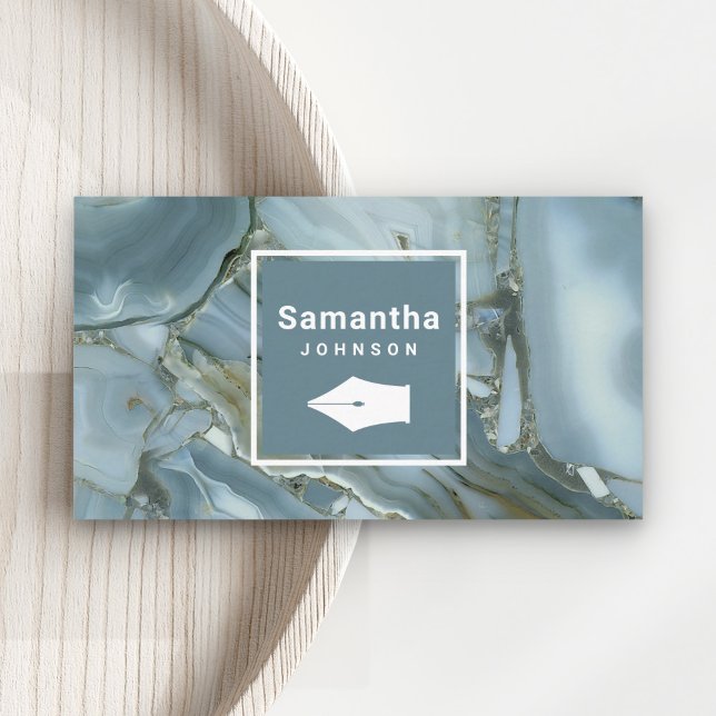 Modern Slate Grey Marble Pen Nib Professional Business Card (Creator Uploaded)