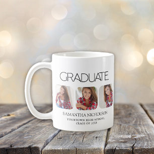 Modern Sleek 3-Photo Graduation Coffee Mug
