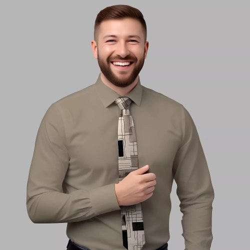 Modern Sleek Beige and Gray Square Tie