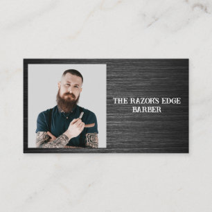 Modern Sleek Black and Gray Barbershop Business Card
