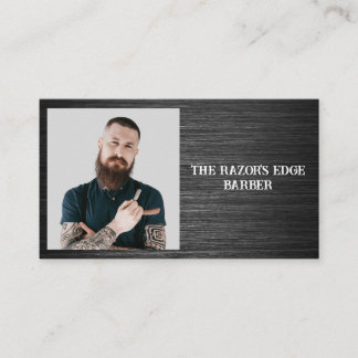 Modern Sleek Black and Gray Barbershop Business Card